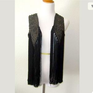 Patrizia Pepe Black Fringe Vest